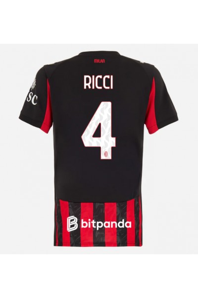 AC Milan Samuele Ricci #4 Jalkapallovaatteet Naisten Kotipaita 2025-26 Lyhythihainen AC Milan Samuele Ricci #4 Jalkapallovaatteet Naisten Kotipaita 2025-26 Lyhythihainen